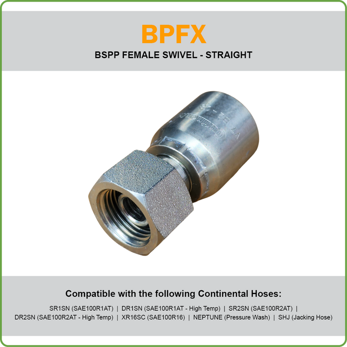 B2-BPFX - BSPP FEMALE SWIVEL HOSETAIL (ONE PIECE BRAID HOSETAILS)