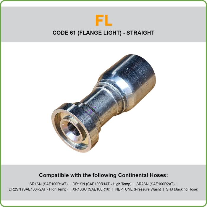 B2-FL - CODE 61 STRAIGHT FLANGE HOSETAIL (ONE PIECE BRAID HOSETAILS)