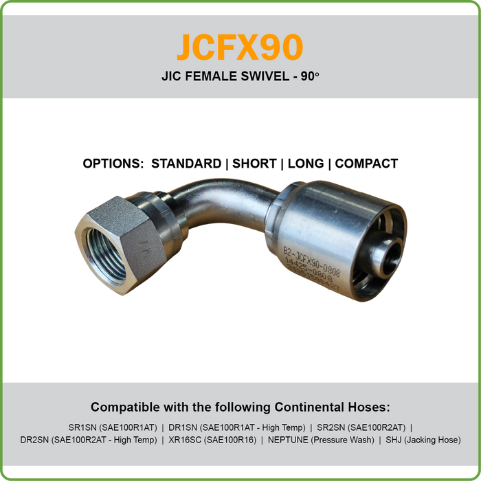 B2-JCFX90 - JIC 90DEG FEMALE SWIVEL HOSETAIL (ONE PIECE BRAID HOSETAILS)