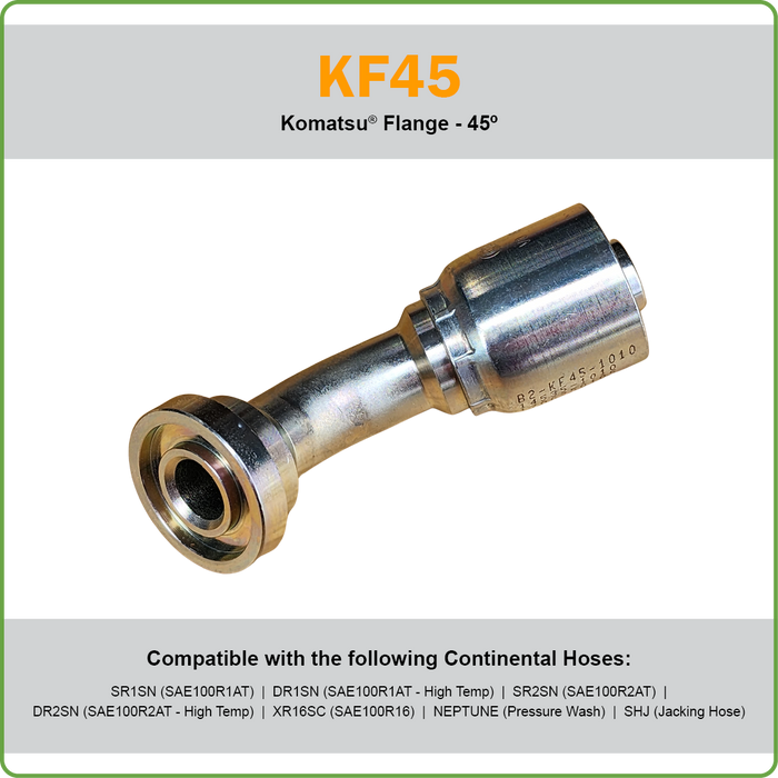 B2-KF - KOMATSU STRAIGHT/45DEG/90DEG FLANGE HOSETAIL (ONE PIECE BRAID HOSETAILS)