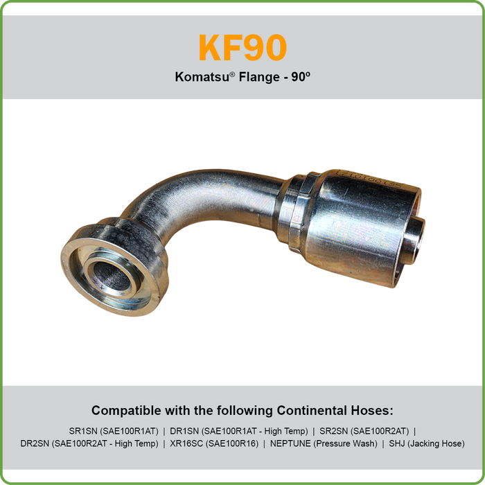 B2-KF - KOMATSU STRAIGHT/45DEG/90DEG FLANGE HOSETAIL (ONE PIECE BRAID HOSETAILS)