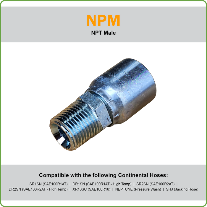 B2-NPM - NPT MALE HOSETAIL (ONE PIECE BRAID HOSETAILS)