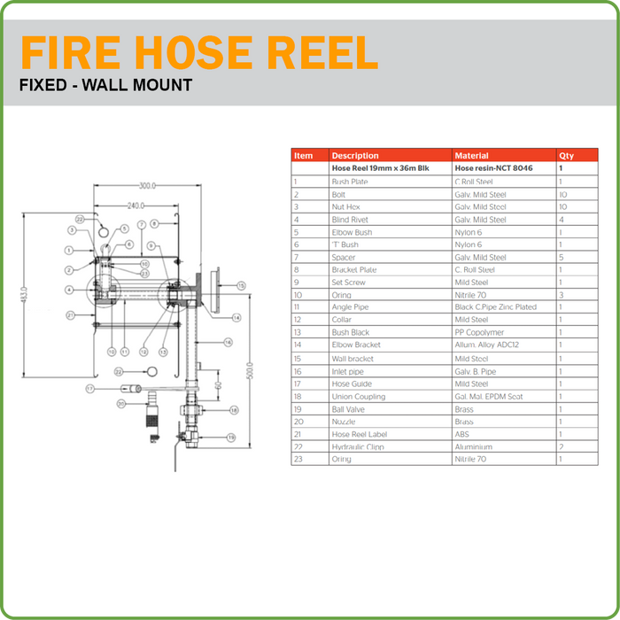 BFI Fixed Fire Hose Reel - AS1221 — Tasmanian Hose Solutions Online Store
