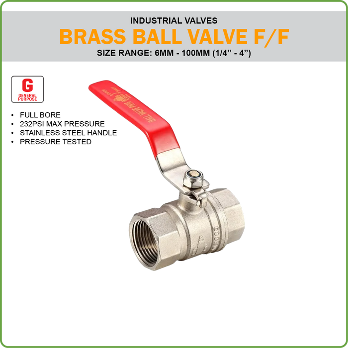 BALL VALVE - BRASS - GENERAL PURPOSE - F/F BSP