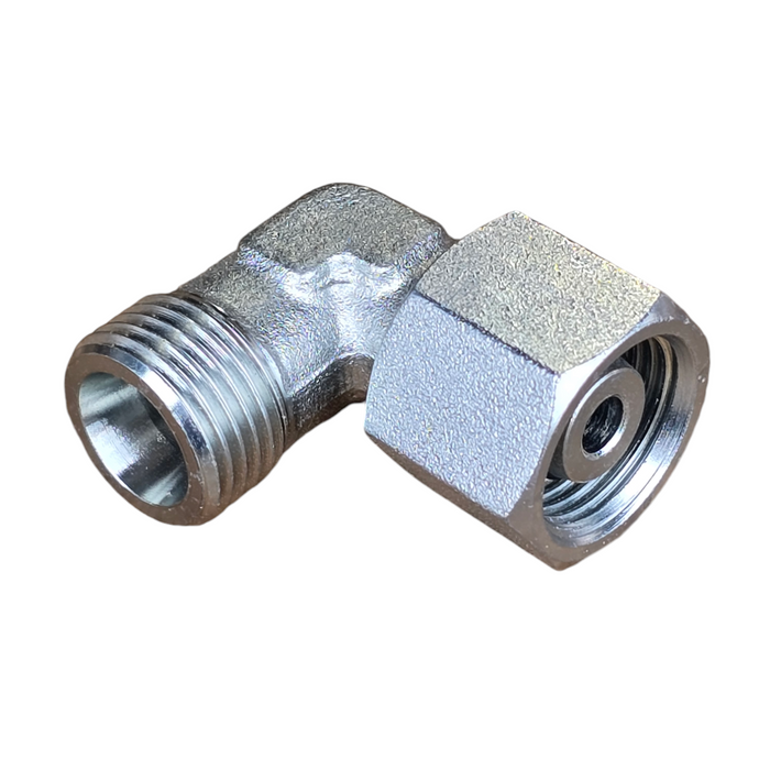 Metric Heavy Male to Metric Heavy Female Swivel 90 Degree Elbow Adaptor.