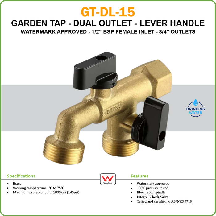 GARDEN TAP - BRASS - DUAL LEVER - GENERAL PURPOSE - F/M BSP