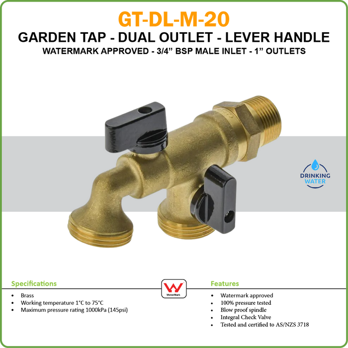 GARDEN TAP - BRASS - DUAL LEVER - GENERAL PURPOSE - M/M BSP