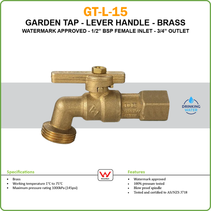 GARDEN TAP - BRASS - LEVER - GENERAL PURPOSE - F/M BSP