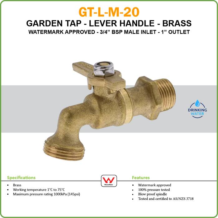 GARDEN TAP - BRASS - LEVER - GENERAL PURPOSE - M/M BSP