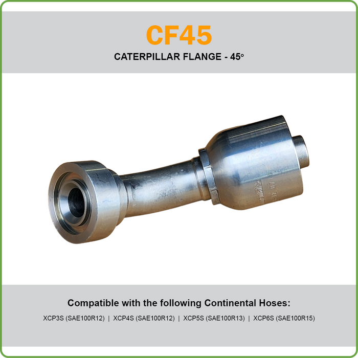 SG-CF45 - CATERPILLAR 45DEG FLANGE HOSETAIL (ONE PIECE SPIRAL HOSETAILS)