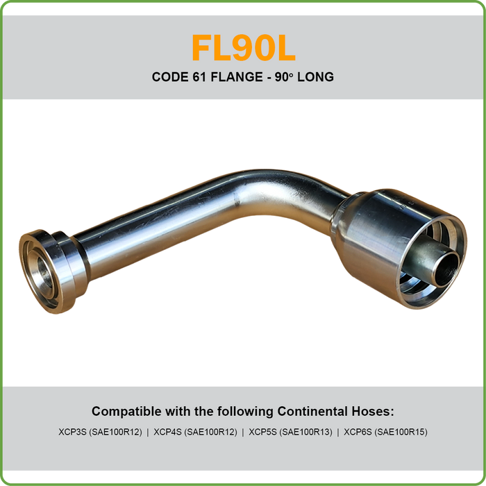 SG-FL90L - CODE 61 FLANGE 90DEG LONG DROP (ONE PIECE SPIRAL HOSETAILS)