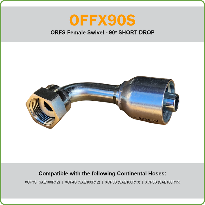 SG-OFFX90S - ORFS 90DEG SHORT DROP FEMALE SWIVEL HOSETAIL (ONE PIECE SPIRAL HOSETAILS)