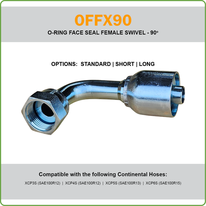 SG-OFFX90 - ORFS 90DEG FEMALE SWIVEL HOSETAIL (ONE PIECE SPIRAL HOSETAILS)