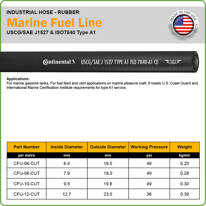 CONTINENTAL MARINE FUEL LINE USCG J1527 HOSE