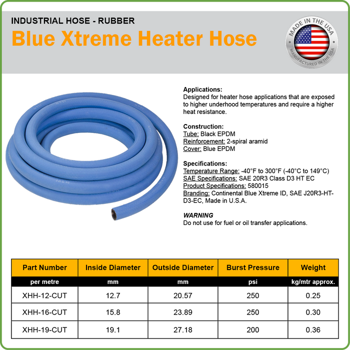 CONTINENTAL BLUE XTREME HEATER HOSE