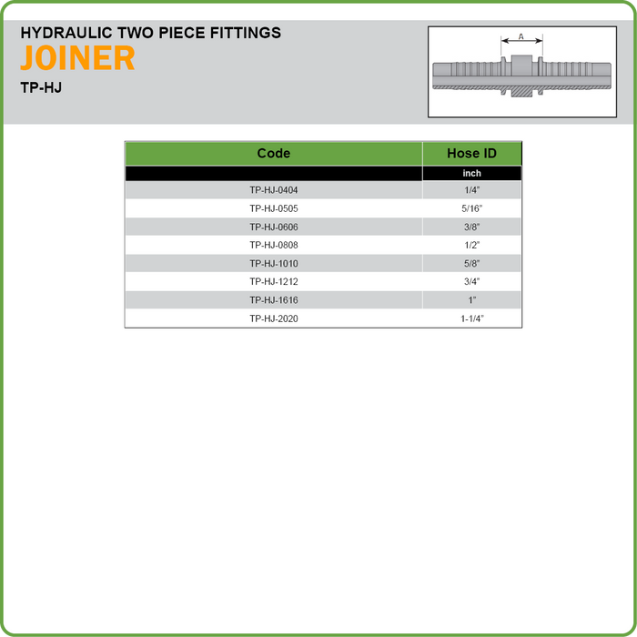 TP-HJ - HOSE JOINER (TWO PIECE HOSETAILS)